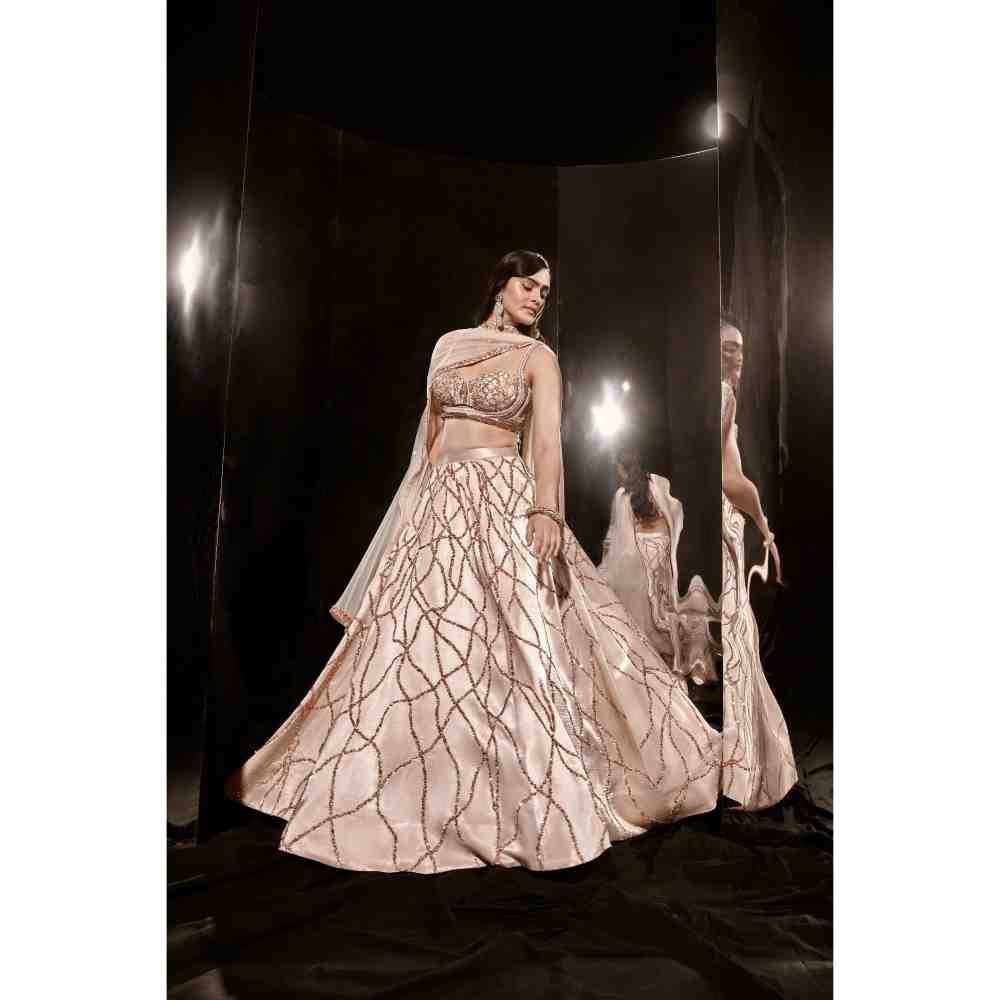 Masumi Mewawalla Light Beige Lehenga and Blouse (Set of 3)