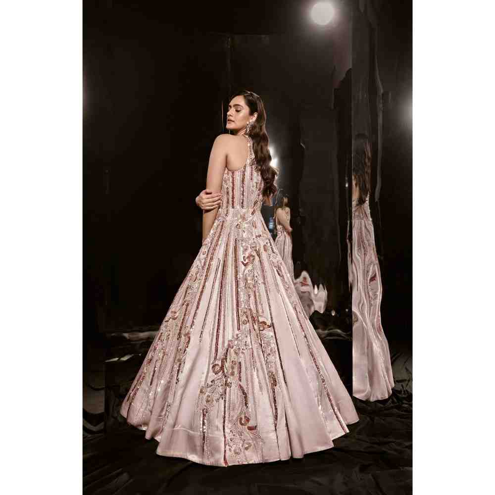 Masumi Mewawalla Blush Pink Embroidered Gown