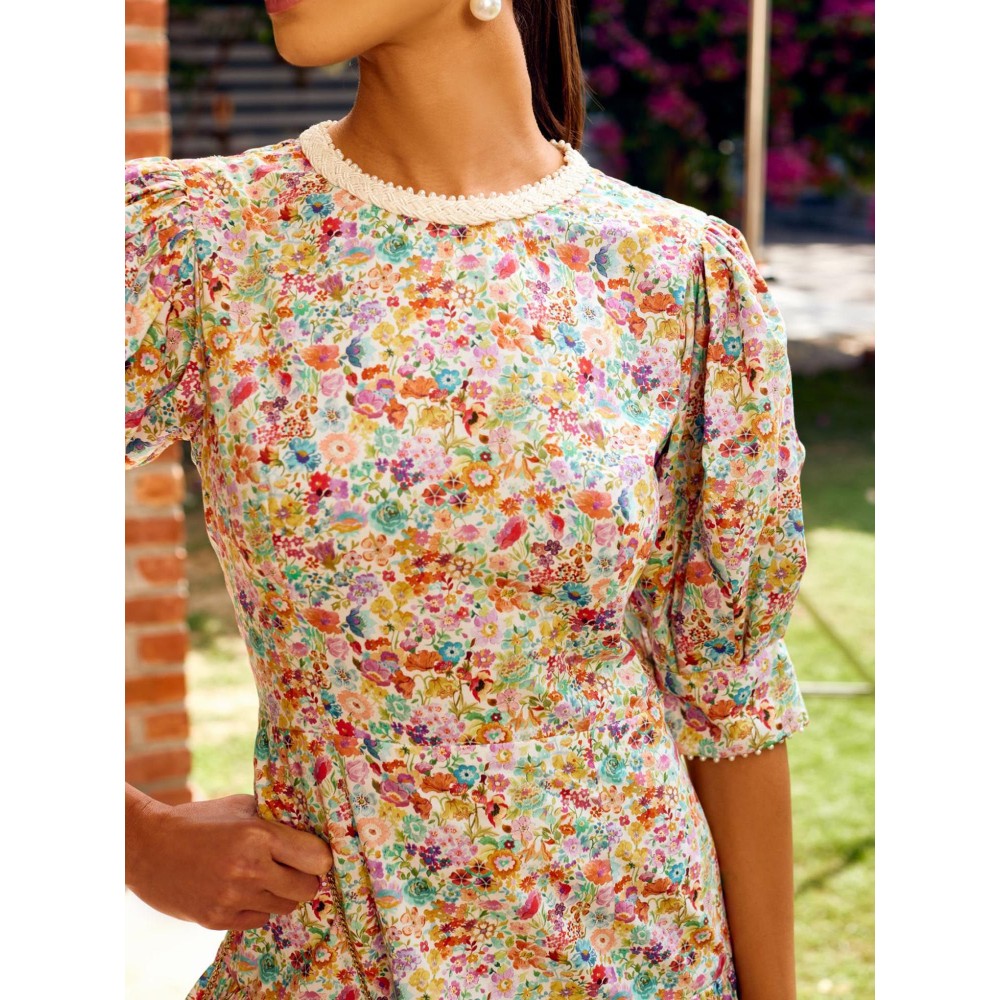 MEDHA BATRA Multi-Coloe Back Bow Short Dress