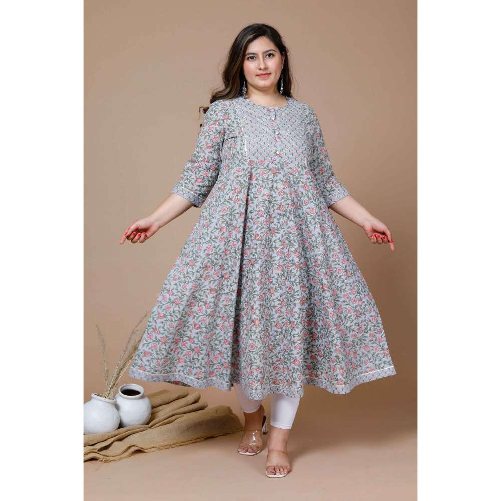 Miravan Women Plus Size Blue Ethnic Motifs Gotta Patti Pure Cotton Ana –  Nykaa Fashion