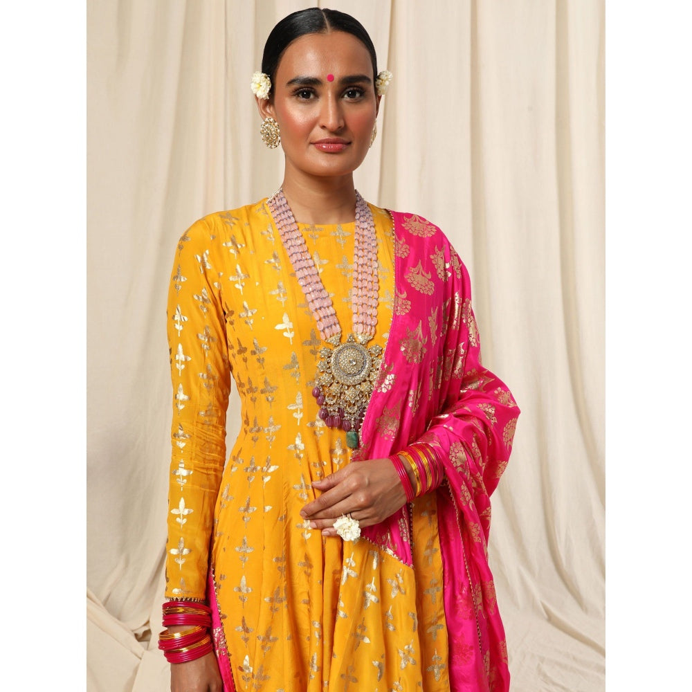 Masaba Triangular Floral Anarkali And Sharara With Dupatta (Set Of 3)