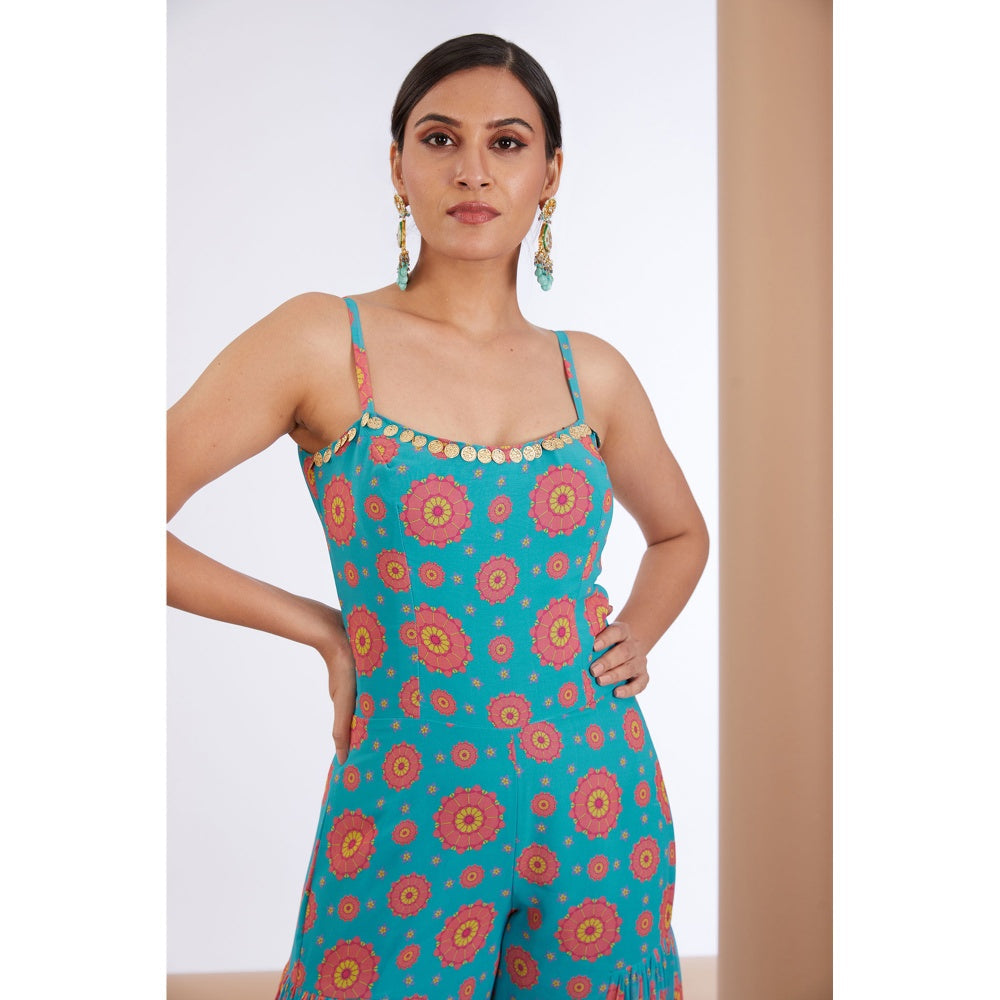 Neha Khullar Blue Printed Jumpsuits