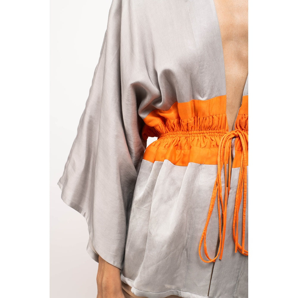 NEORA BY NEHAL CHOPRA Grey & Orange Short Cape