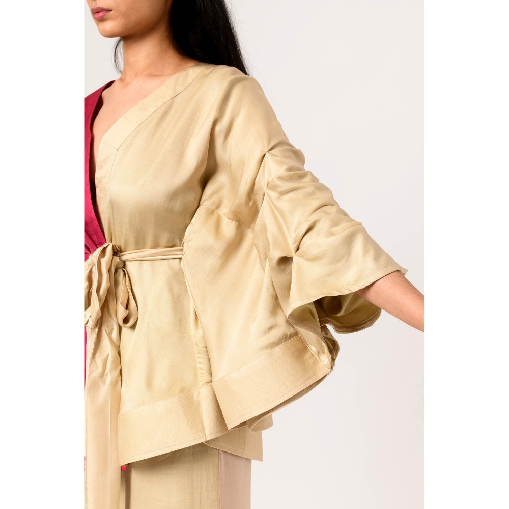 NEORA BY NEHAL CHOPRA Ecru Wine Cape