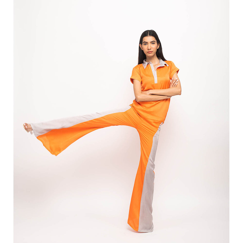 NEORA BY NEHAL CHOPRA Orange & Grey Co Ord (Set of 2)