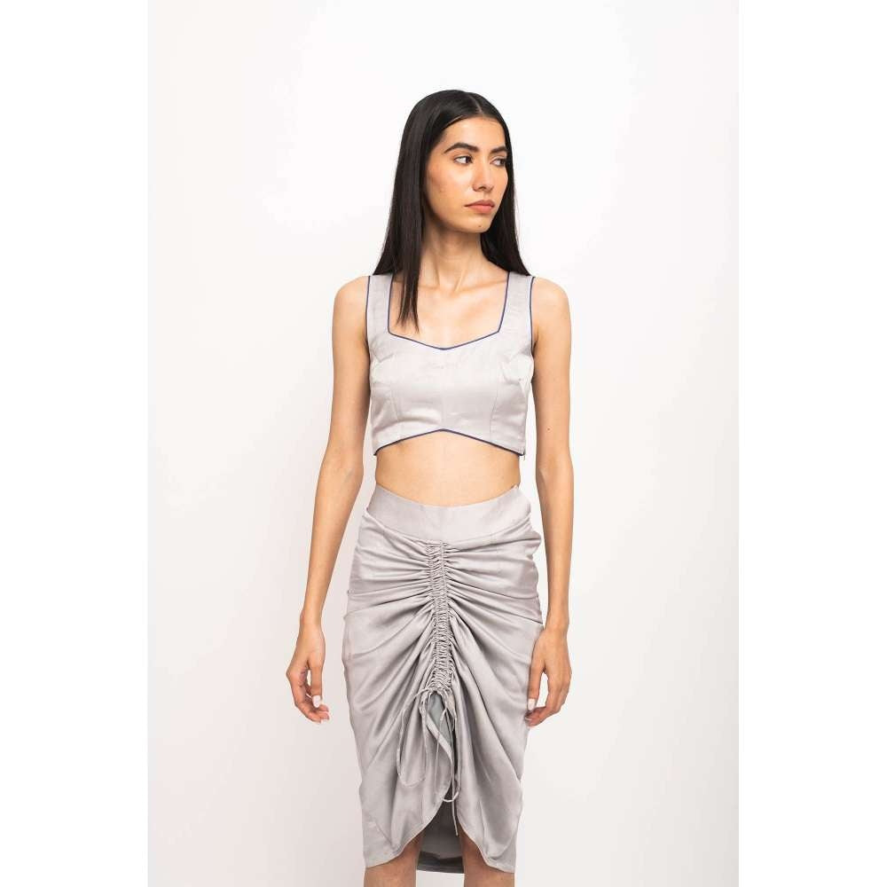 NEORA BY NEHAL CHOPRA Grey Bustier Skirt (Set of 2)