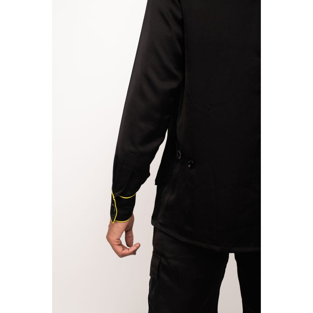 NEORA BY NEHAL CHOPRA Black Jacket With Neon Piping