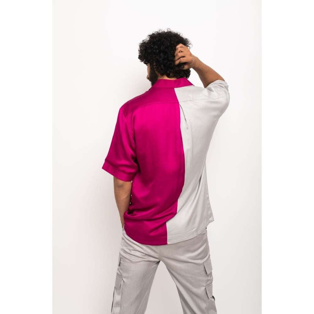 NEORA BY NEHAL CHOPRA Wine and Grey Colorblocked Co-Ord Set (Set of 2)