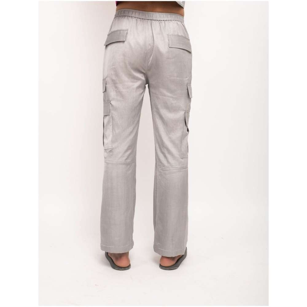 NEORA BY NEHAL CHOPRA Grey Solid Cargos