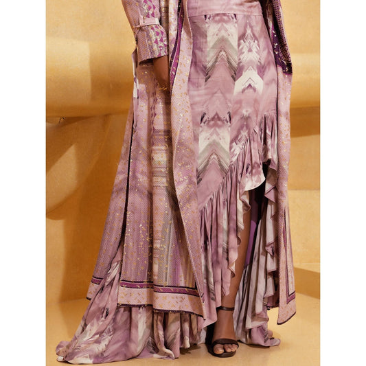 Nikita Mhaisalkar Lilac Floss Print Trench Coat