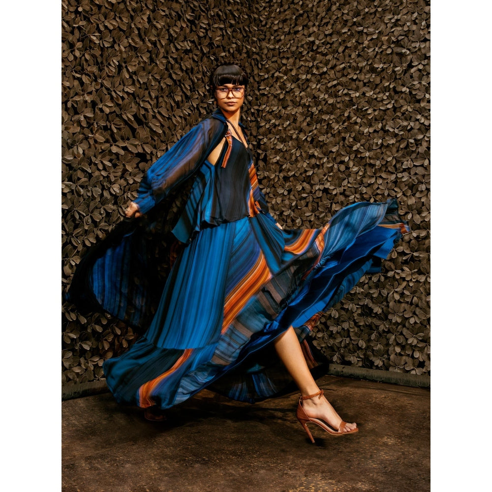 Nikita Mhaisalkar Midnight Stroke Print Skirt