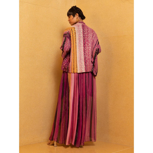 Nikita Mhaisalkar Berry Stroke Print Overlap Jacket