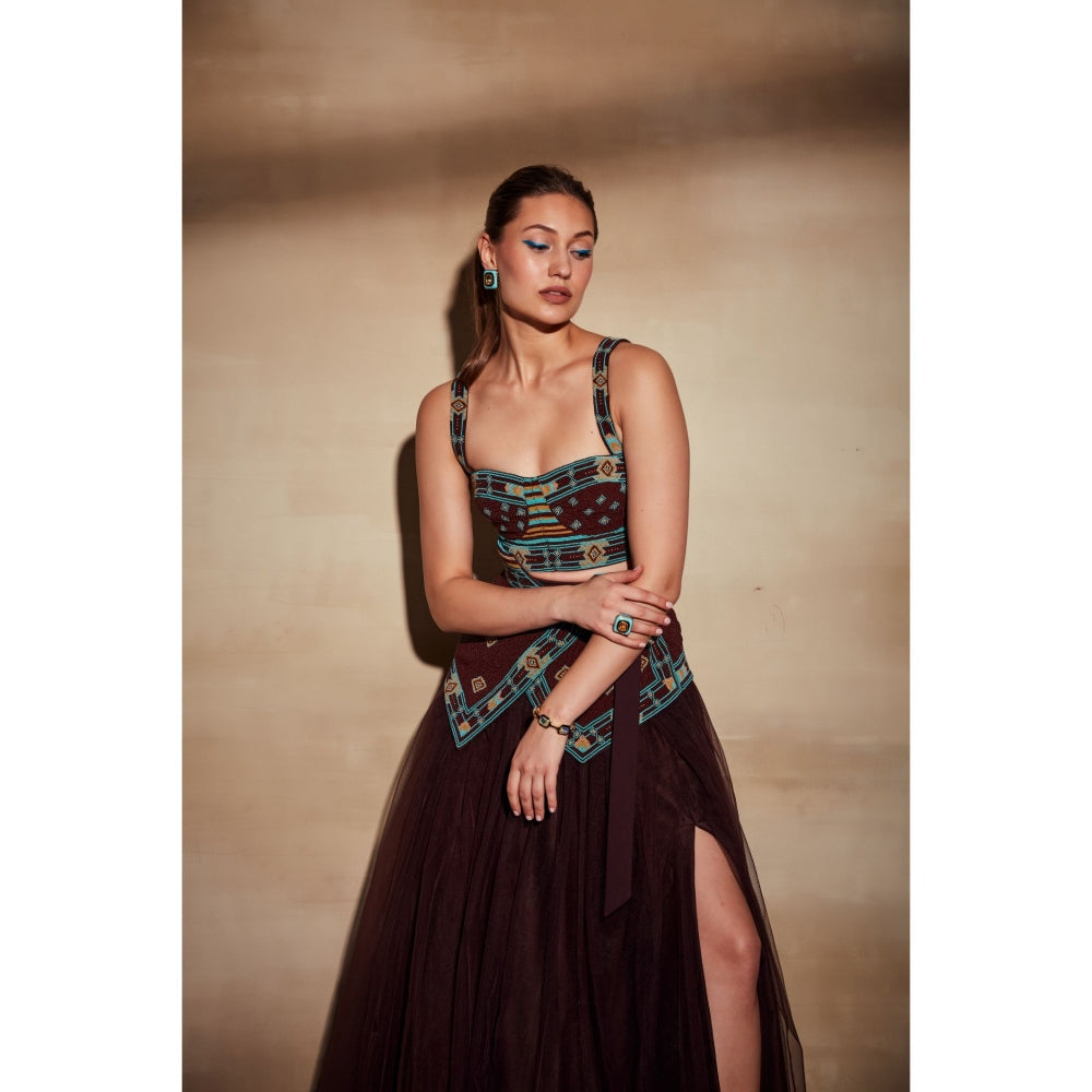 Nikita Mhaisalkar Chocolate Brown Tulle Skirt