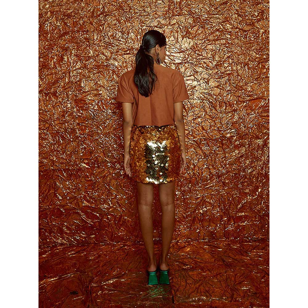 Nirmooha Embellished Sunflower Motif Crop Top