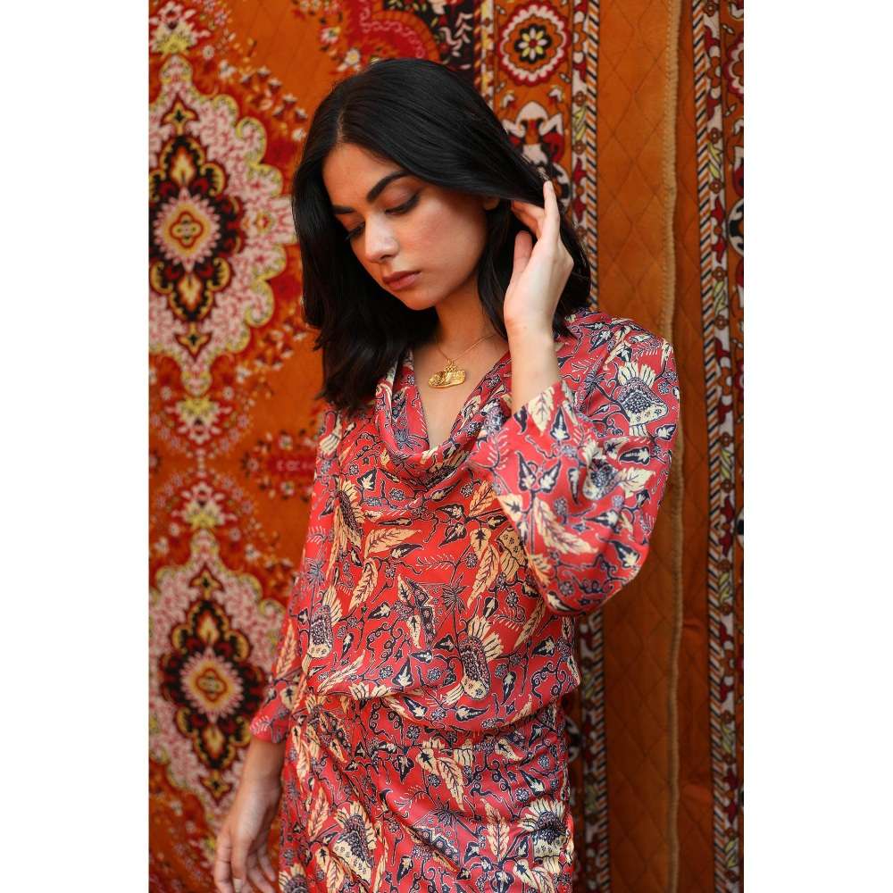 NORN Red Fez Cowl Top