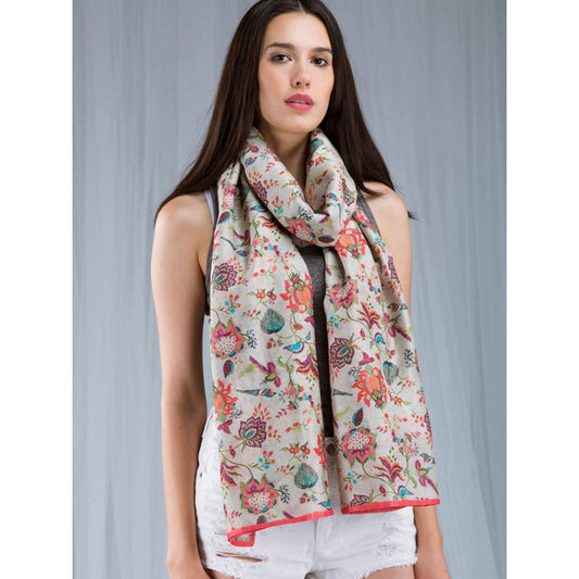 PS Accessories by Payal Singhal Payal Singhal Light Brown Floral Scarf