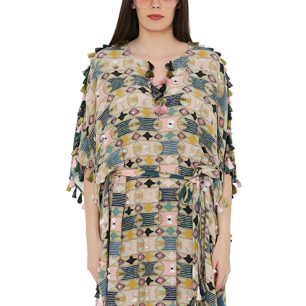 PS Pret by Payal Singhal Green Colour Printed Oversized Kaftan
