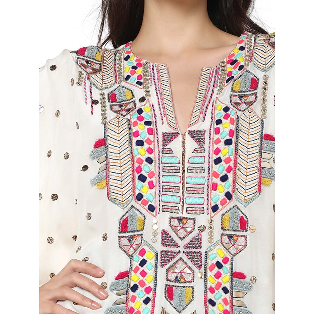 PS Pret by Payal Singhal Off White Mukaish Silk Top