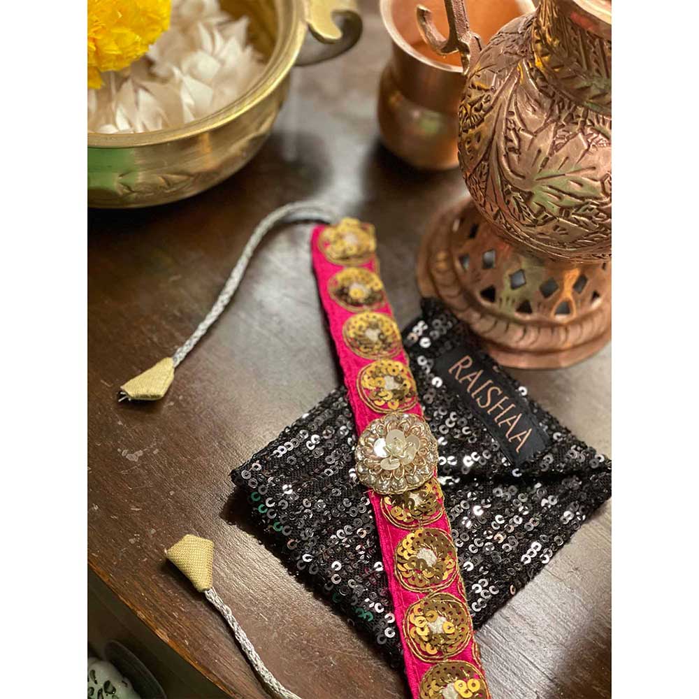 RAISHAA Multi-Color Sequin Carnation Rakhi