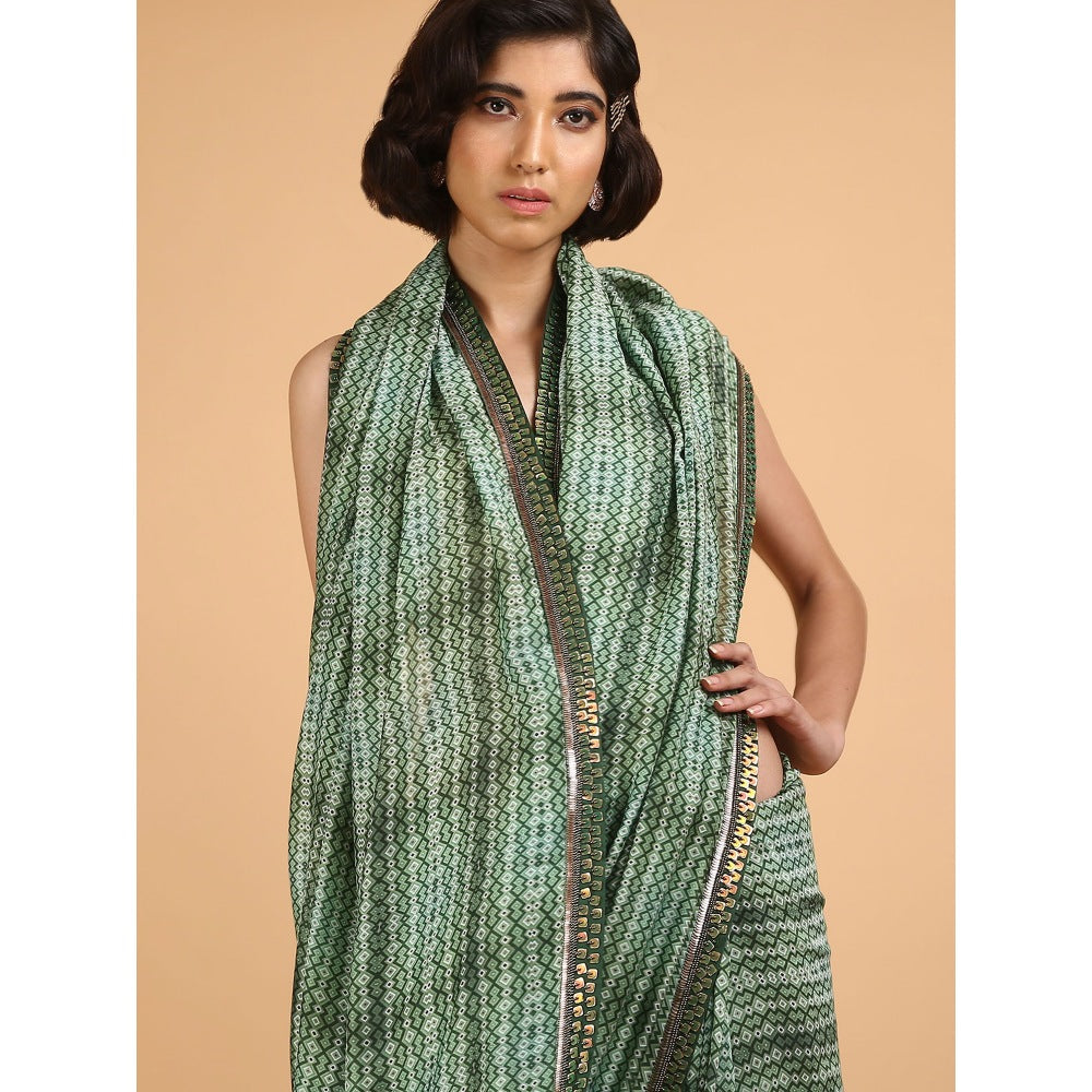 Saksham & Neharicka Olive Cotton Silk Printed Saree With Blouse Piece