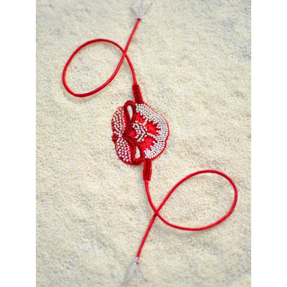 Saksham & Neharicka Red Sequin Floral Rakhi