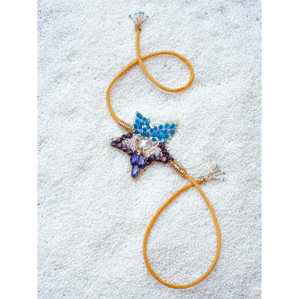 Saksham & Neharicka Multi-Colour Sequin Star Rakhi