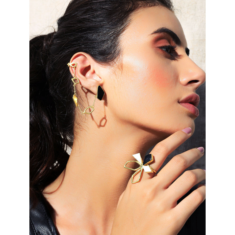 VARNIKA ARORA Droopy Black Ear Cuff