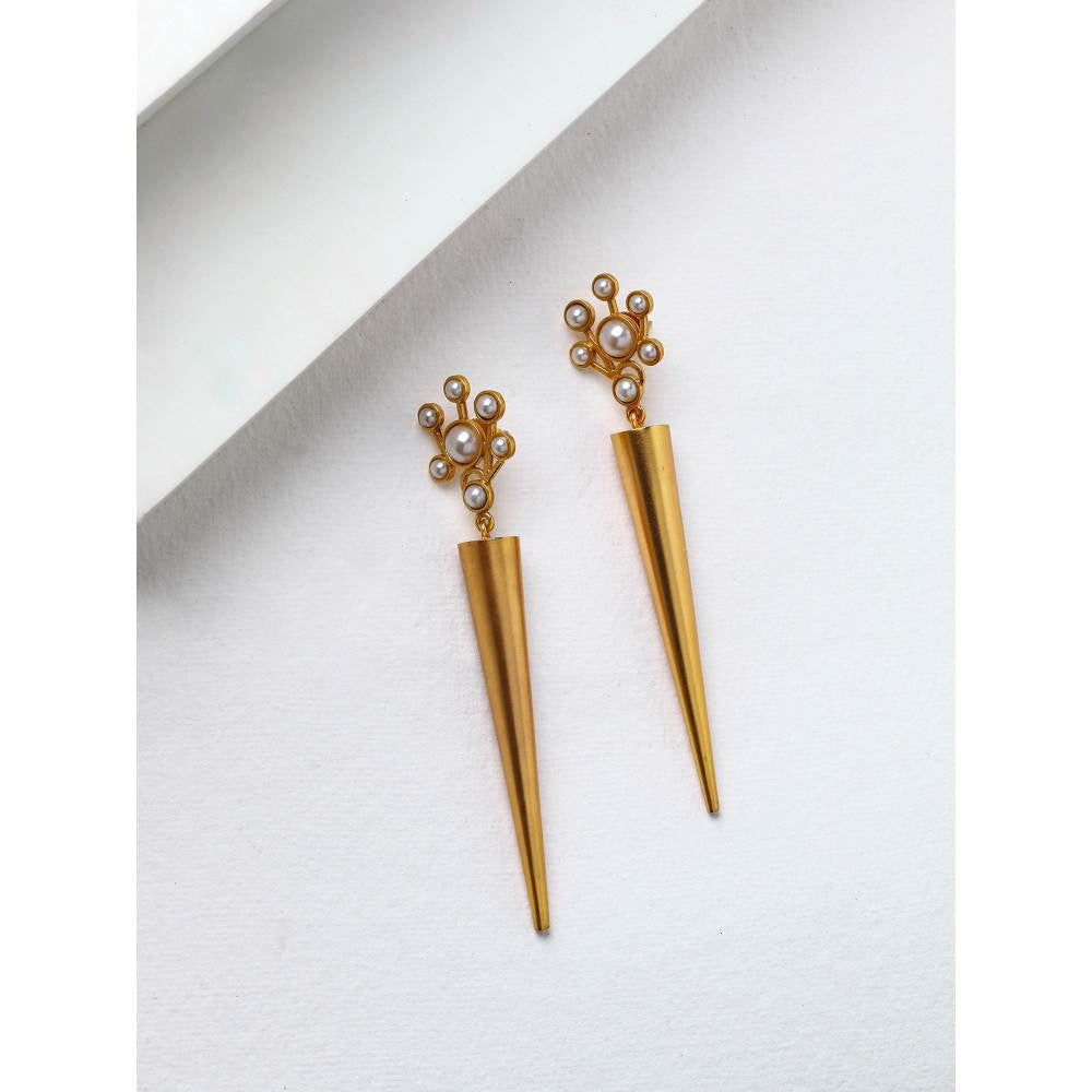 Suhani Pittie Gold Toned Cone Earrings With Pearl Clusters