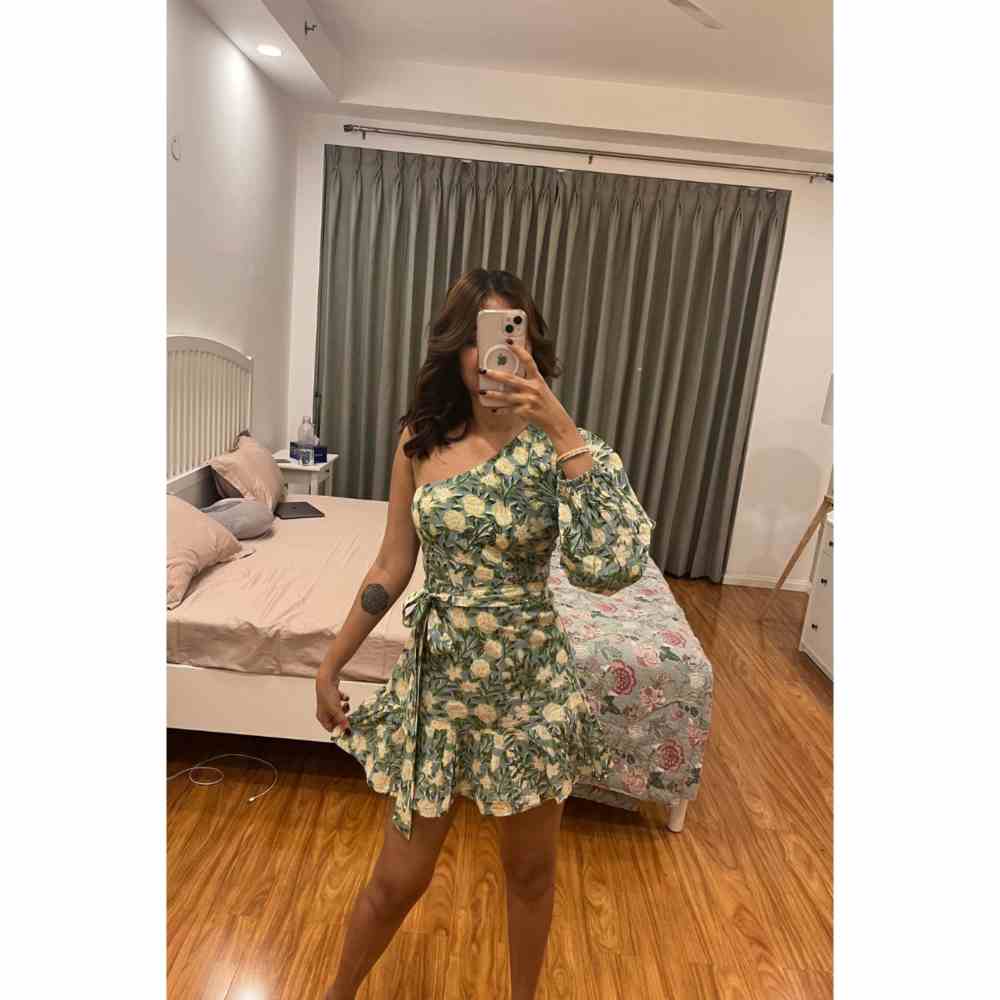 Old Marigold Freya One Shoulder Dress with Belt (Set of 2)