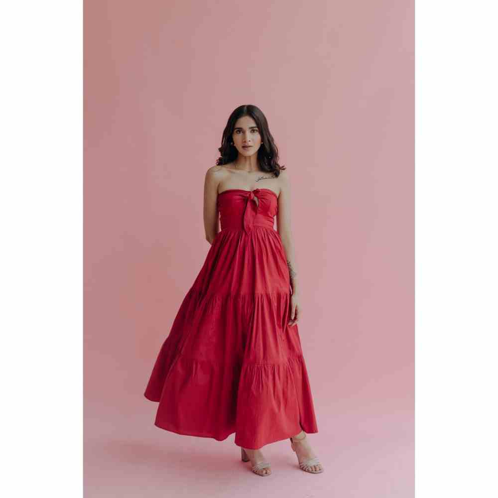 Old Marigold Alexandra Strapless Tiered Maxi Dress