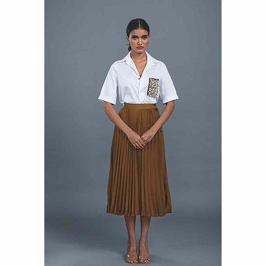 Pallavi Swadi White Audrey Pearl Pocket Shirt