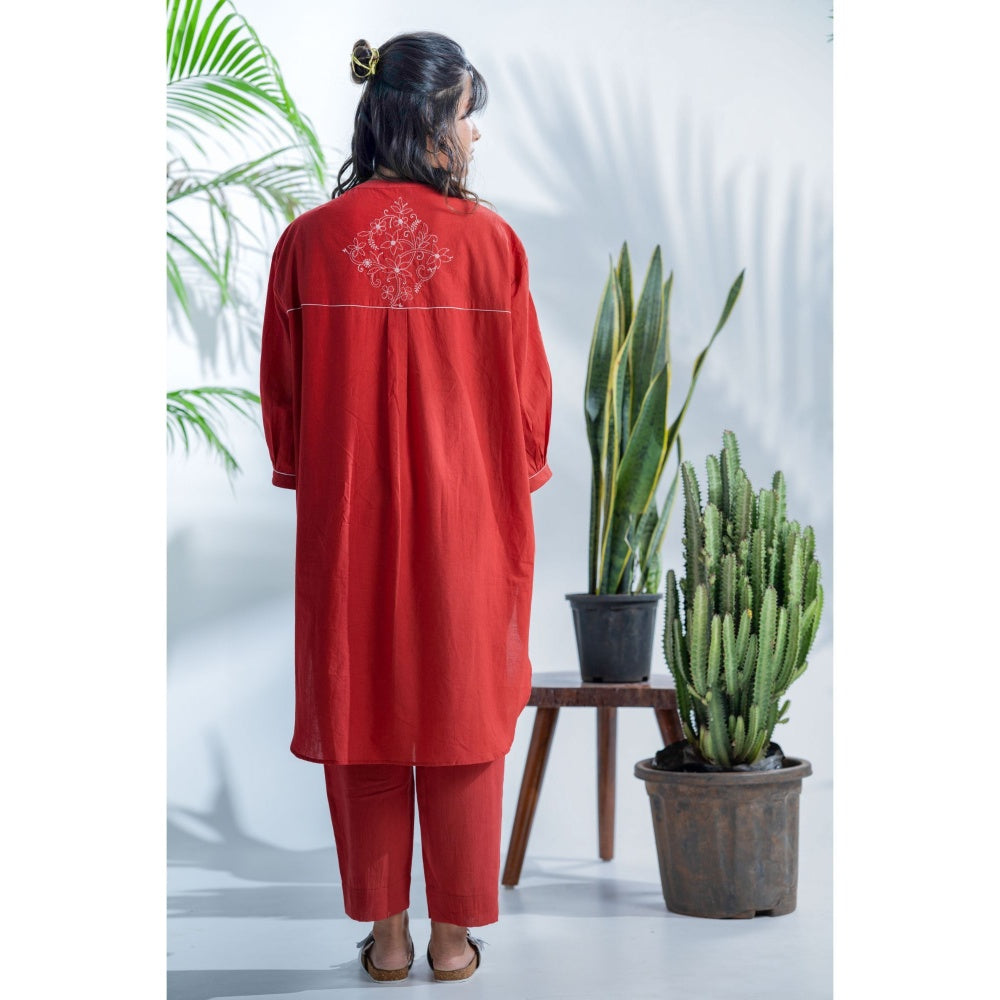 PANTS AND PAJAMAS Claret Red Cotton Bottom