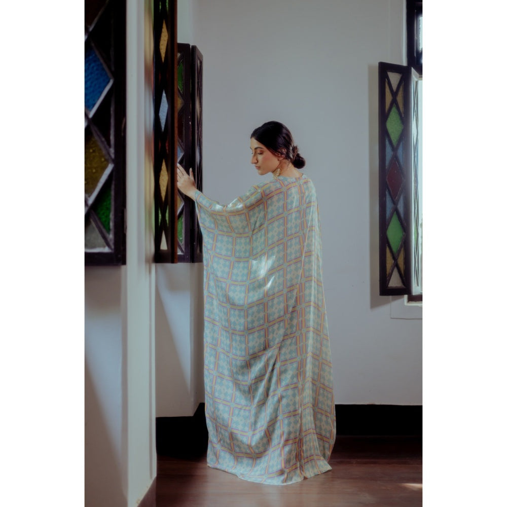 Paulmi & Harsh Teapot Blue Geometric Print Kaftan (Set of 2)