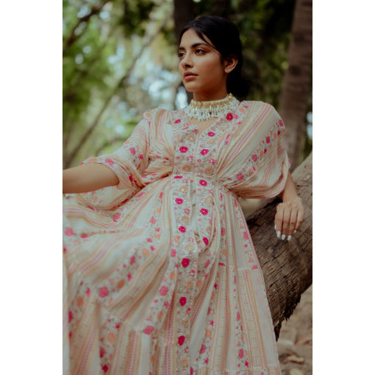 Paulmi & Harsh Rose Border Printed Kaftan