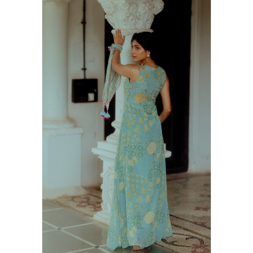 Paulmi & Harsh Tea Pot Naksha Printed Slit Maxi