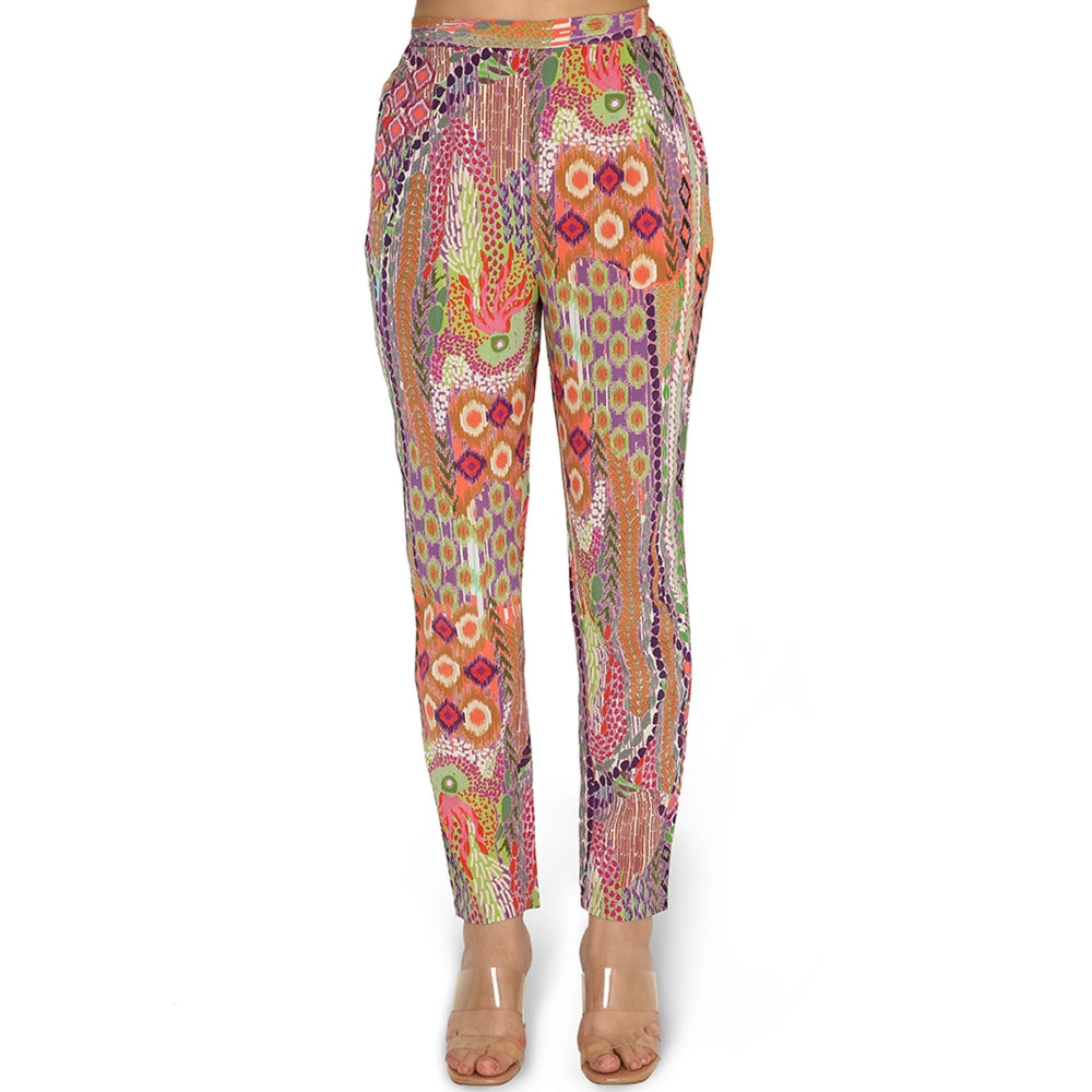 PS Pret by Payal Singhal Zunaira African Print Crepe Top with Cigarette Pants (Set of 2)