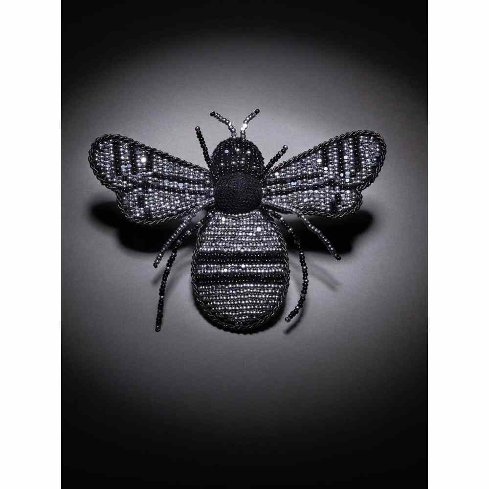 Pallavi Swadi Navy Shirt Dress With Black Beetle Brooch