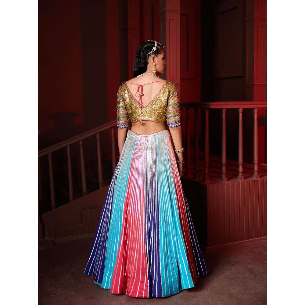 PRATIBHA SULTANIA Panelled Gotta Lined Lehenga with A Embellished Blouse & Dupatta (Set of 3)
