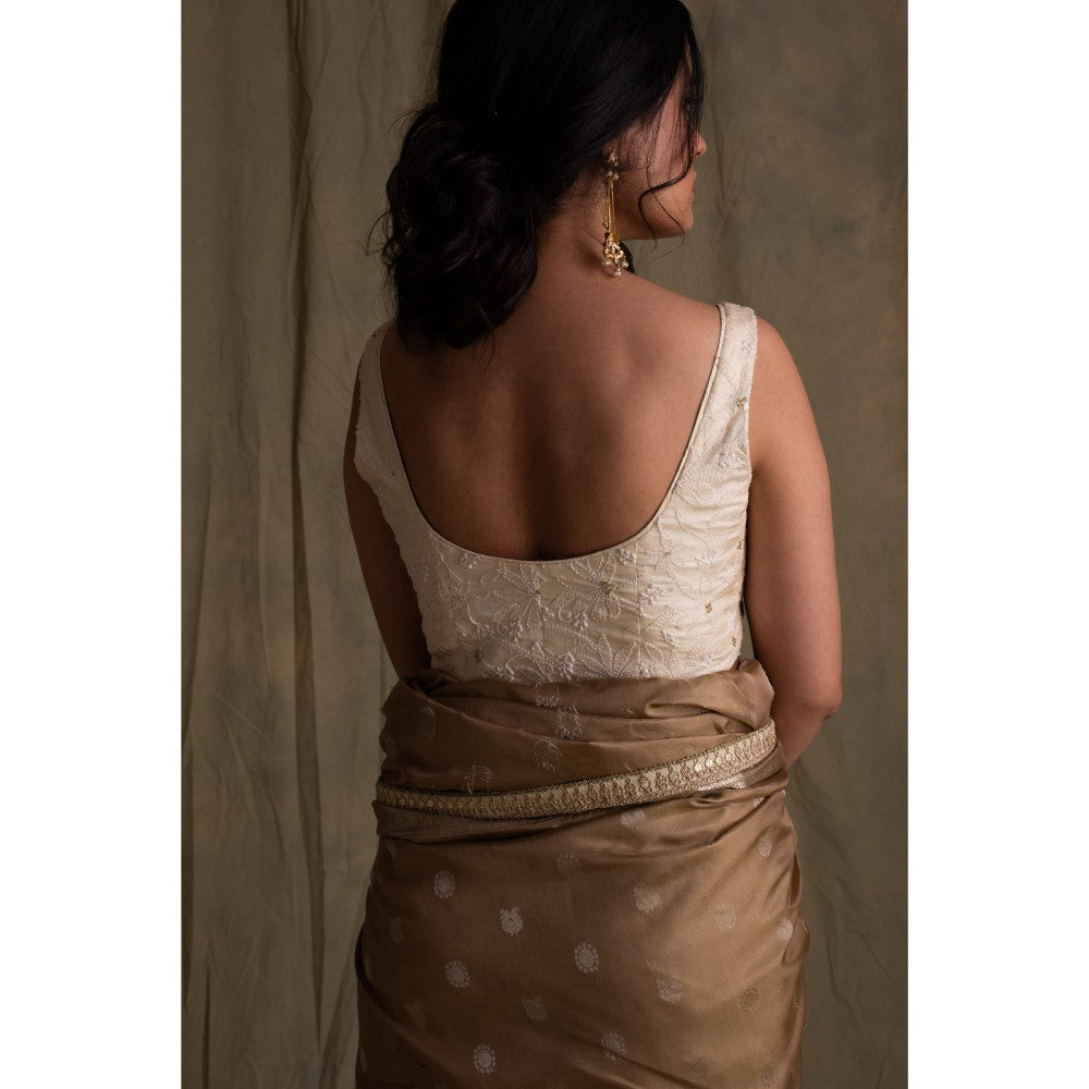 PRIYANKA RAAJIV Ridhi Ivory Silk Crepe Blouse