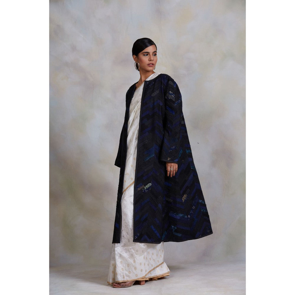 PRIYANKA RAAJIV Kumud Black and Blue Patchwork Jacket