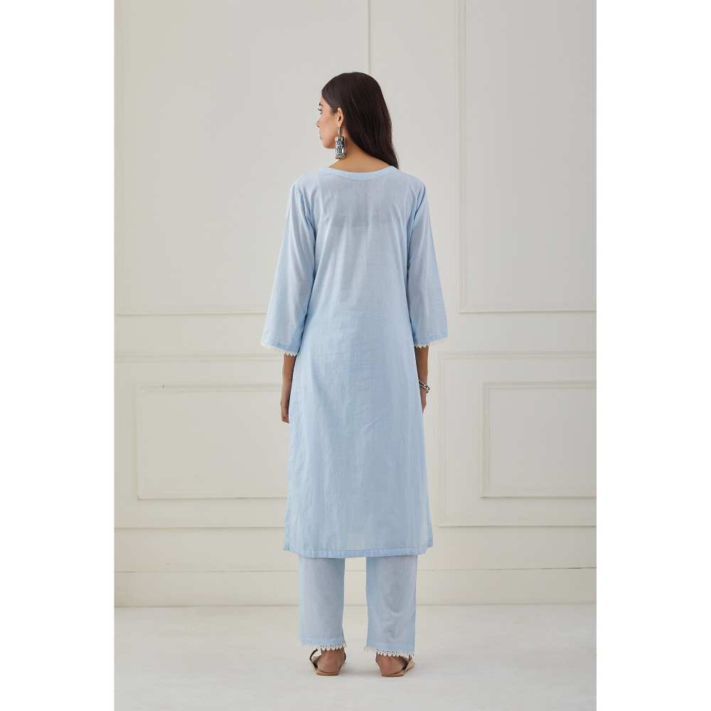 Priya Chaudhary Powder Blue Embroidery Kurta
