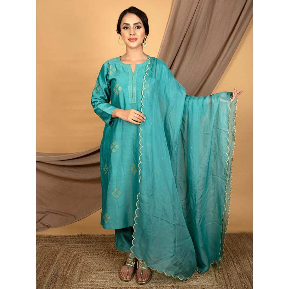 Priya Chaudhary Teal Blue Pants