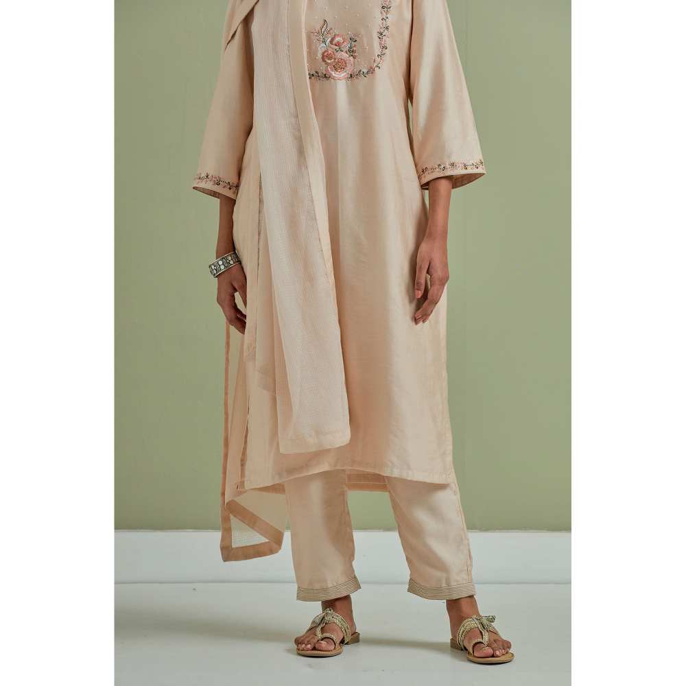 Priya Chaudhary Embroidered Beige Kurtas (Set of 2)