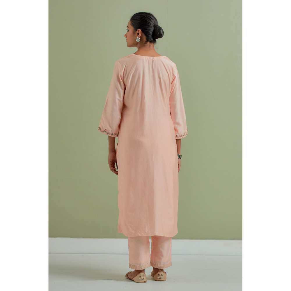 Priya Chaudhary Embroidered Peach Kurtas (Set of 3)