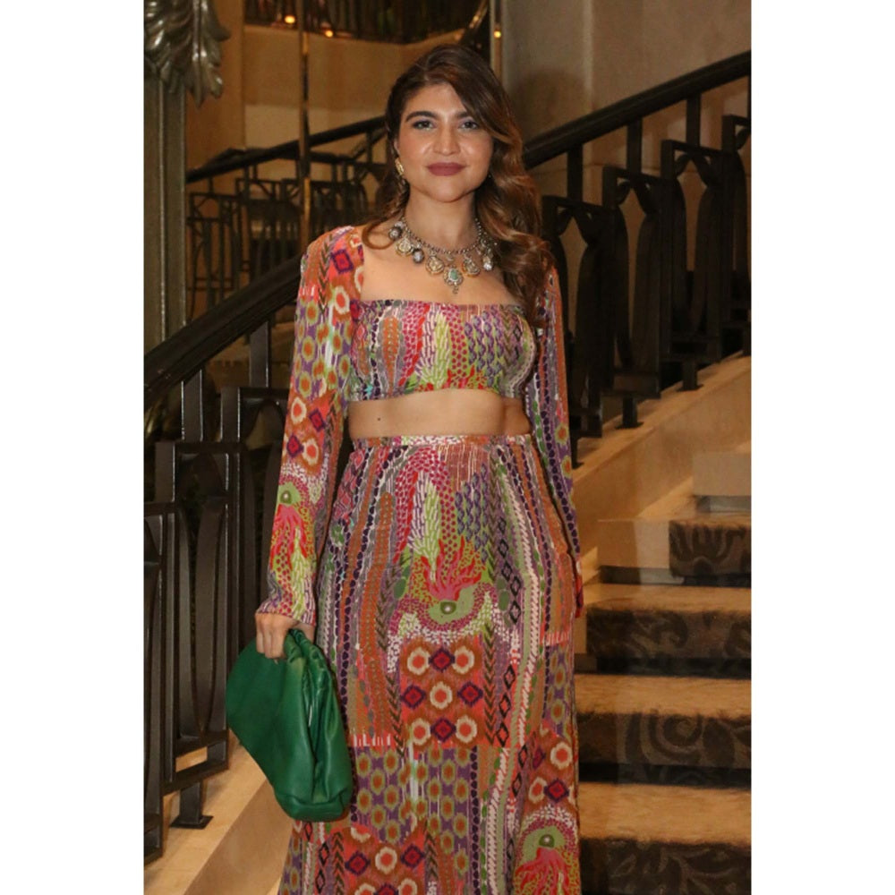 PS Pret by Payal Singhal African Print Crepe Crop Top with Skirt (Set of 2)