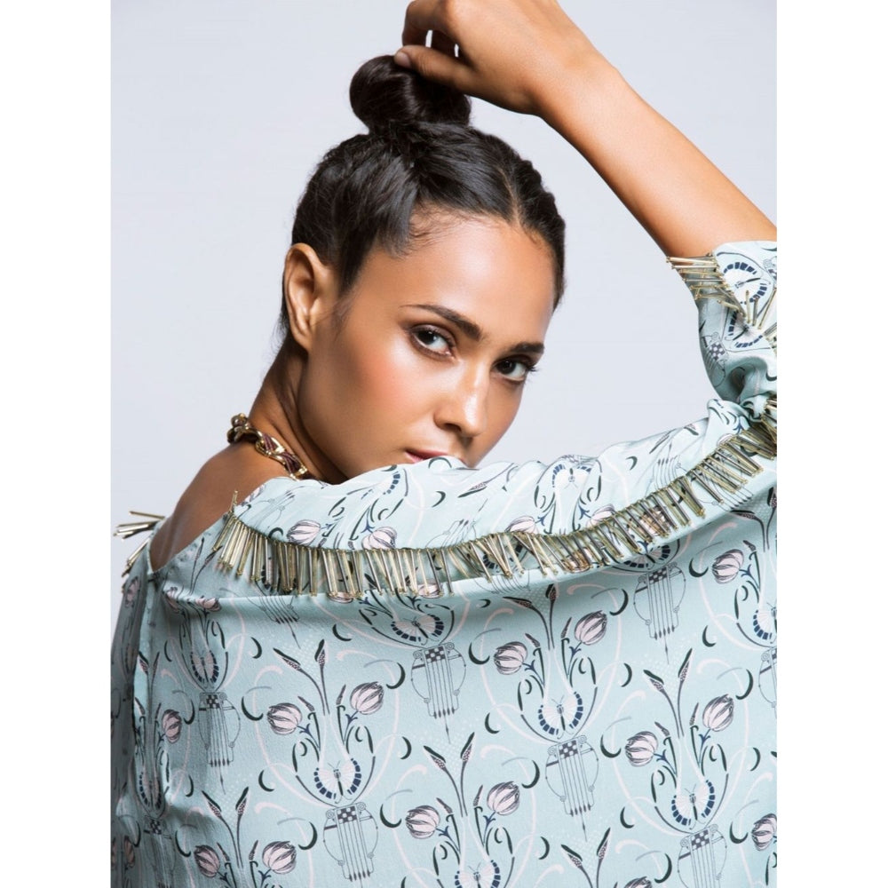 PS Pret by Payal Singhal Aqua Printed Kaftan Tunic