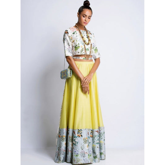 Payal Singhal Off White And Lime Printed Lehenga Set