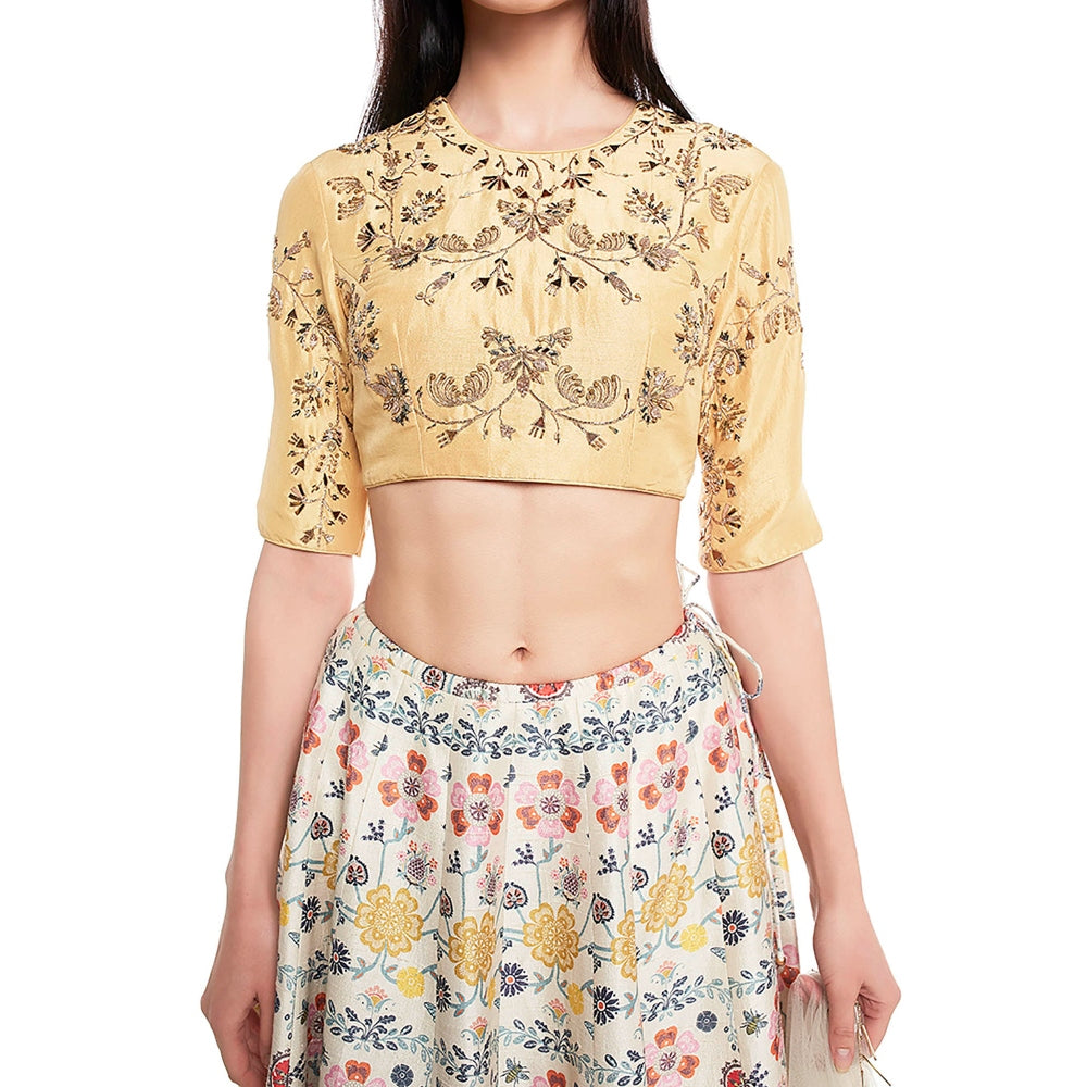 Payal Singhal Gulisa Dupion Silk Scallop Skirt with Blouse (Set of 2)