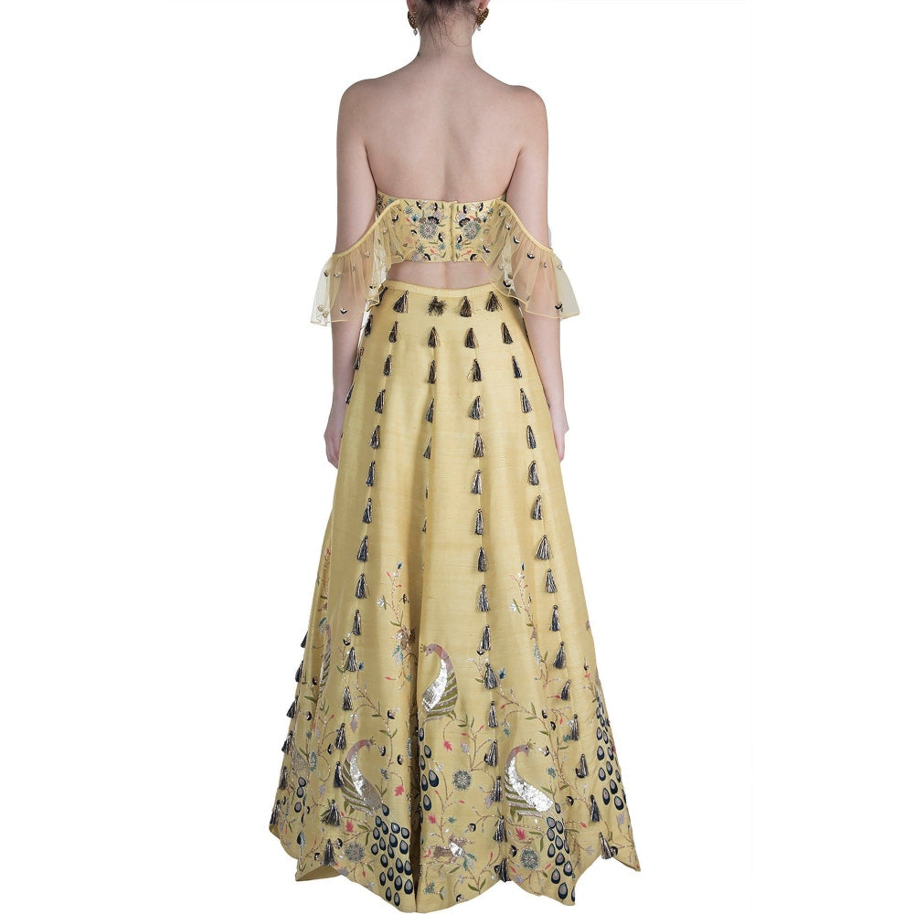Payal Singhal Nazan Embellished Scallop Lehenga with Bustier Top (Set of 2)