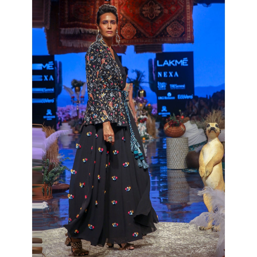 Payal Singhal Bia Embroidered Jacket & Skirt with Belt (Set of 3)